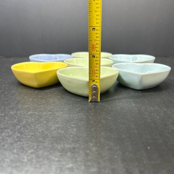 Heart Shaped Trinket Candy Bowls Cutie Pie, True Love, Be Mine, Kiss Me Set Of 6 - Picture 2 of 3